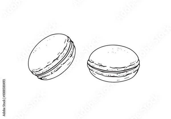 Fototapeta マカロンの線画