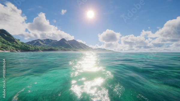 Fototapeta Panoramic view of the sea and sky
