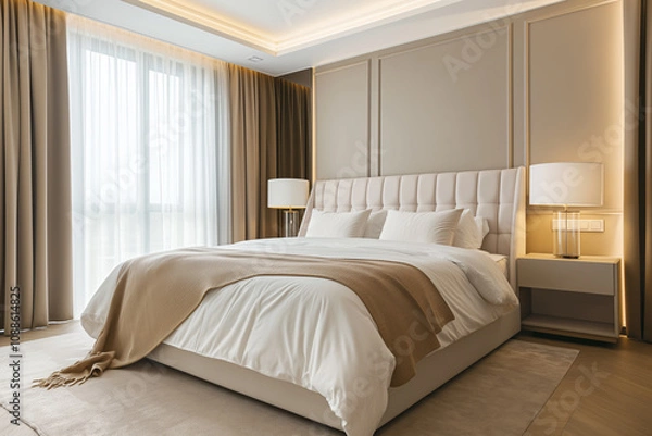 Fototapeta indoor bedroom interior,bedroom in hotel
