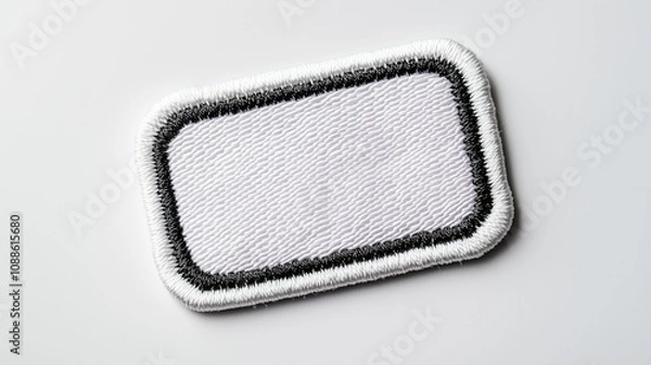 Fototapeta High-Contrast Black & White Embroidered Patch Mockup - Realistic Texture Close-Up