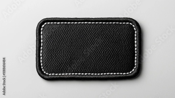 Fototapeta High-Res Black & White Embroidered Patch Mockup - Editorial Stock Image