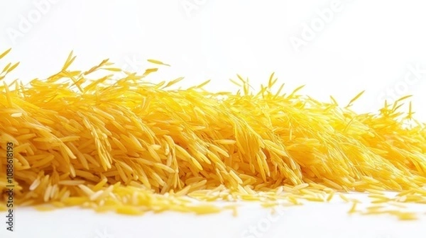 Fototapeta An elegant display of yellow rice plants rests gracefully on a clean white background.