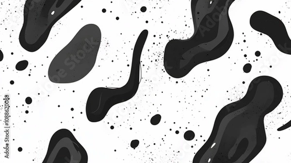 Fototapeta Abstract Monochrome Organic Pattern on Minimalist White Background