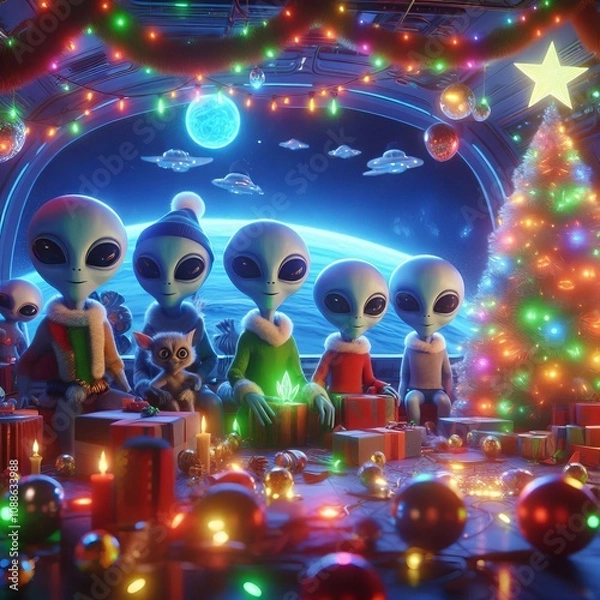 Fototapeta Alien Christmas Variants