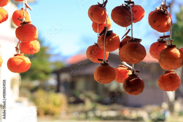 Obraz 軒先に吊るされた干し柿