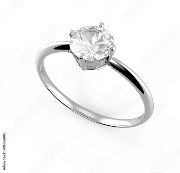 Obraz Wedding ring wiith diamond. 3D illustration