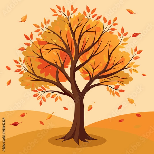 Obraz Autumn Tree with Fallen Leaves