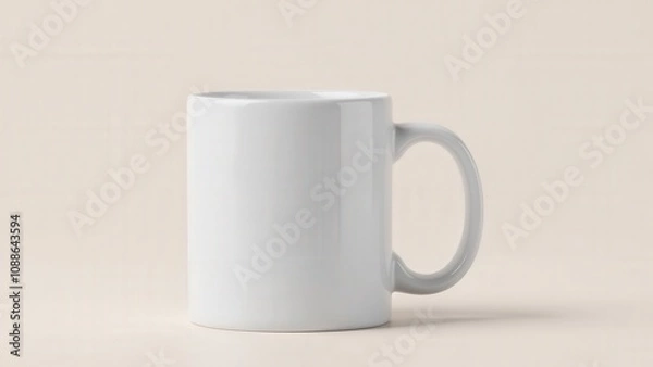 Fototapeta A realistic ceramic mug mockup featuring a blank surface with the handle on the right, perfect for branding or custom designs.