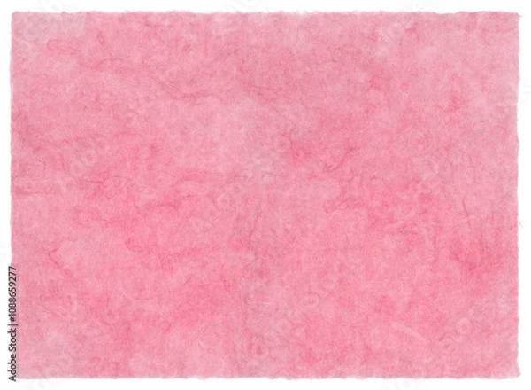 Fototapeta 自由な背景に使える桜色の和紙、耳付きの切抜きフレーム