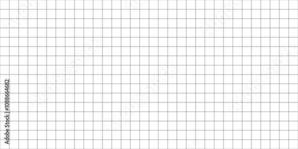 Fototapeta Seamless, repeatable Squares grid, mesh, Graph, Plotting paper pattern, Regular Lattice, grate-grating, Trellis and grill with thin lines. Vector illustration.