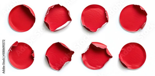 Fototapeta series of red paint samples with varying textures and finishes, showcasing beauty of color and design. glossy and matte surfaces create interesting visual contrast