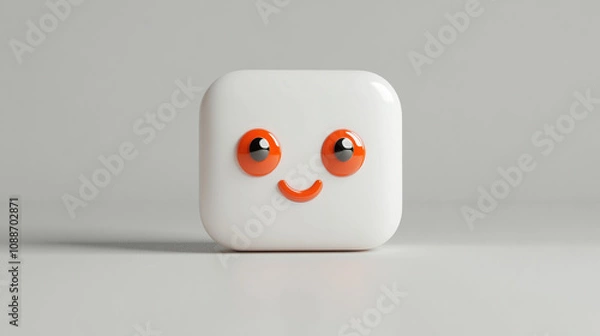 Obraz App icon with a cute face on a white background