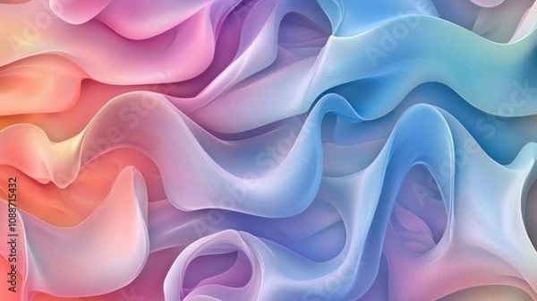 Fototapeta A colorful digital abstract pattern inspired by natural forms, suitable for textiles