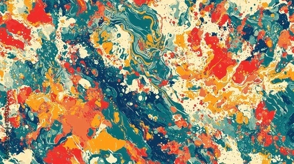 Fototapeta A colorful digital abstract pattern inspired by natural forms, suitable for textiles