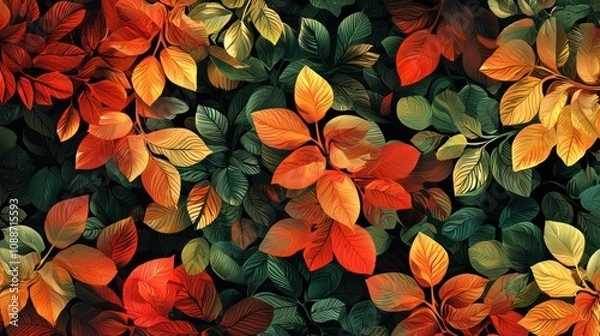 Fototapeta A colorful digital abstract pattern inspired by natural forms, suitable for textiles