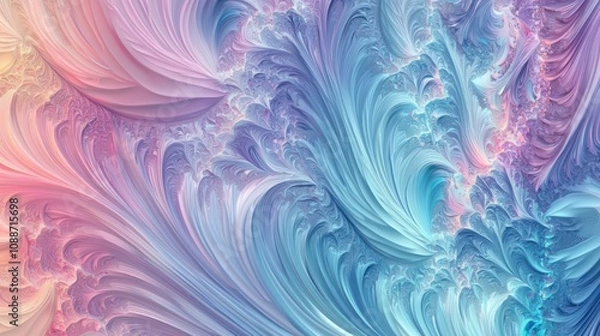 Fototapeta A colorful digital abstract pattern inspired by natural forms, suitable for textiles