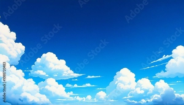Obraz clouds and bright blue sky cartoon or anime background
