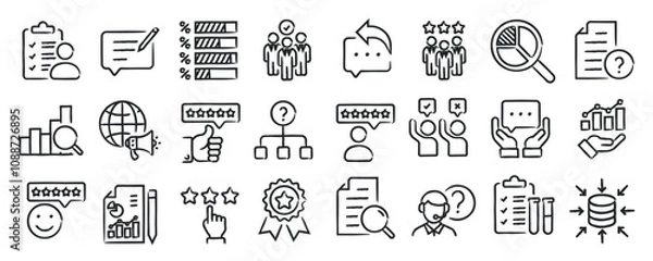 Fototapeta Survey hand drawn doodle sketch style line icons