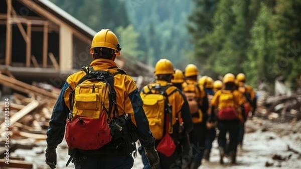 Fototapeta Organized disaster response exercises, ensuring readiness for real-life scenarios