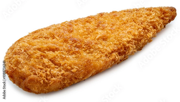 Fototapeta Deep fried crispy fish steak isolated on white, Deep fried Breaded fish isolated on white background With clipping path.