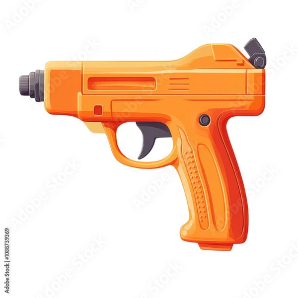 Fototapeta A bright orange toy gun, designed for safe play and imaginative games, showcasing a modern and stylish firearm design.