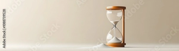 Fototapeta Investing mistake fail business and volatility Concept, An elegant hourglass with flowing sand, symbolizing the passage of time against a neutral background.