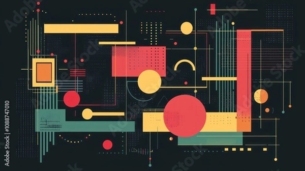 Fototapeta A minimalist digital abstract vector design with clean lines and geometric forms