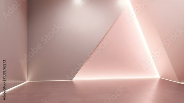 Obraz Empty blush Room with beautiful Neon Lighting. Futuristic Interior Design