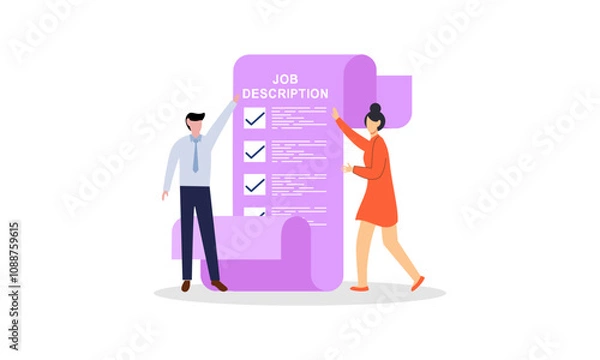 Fototapeta Job duties and responsibilities, job description, qualifications and requirements concept