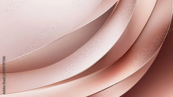 Fototapeta Elegant rose gold curves create smooth, flowing abstract design, evoking sense of luxury and sophistication. soft metallic hues blend seamlessly, enhancing modern aesthetic