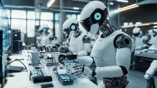 Fototapeta Futuristic AI concept and visualization