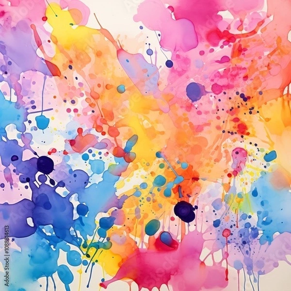 Fototapeta Vibrant Watercolor Splash with Textured Abstract Shapes and Fluid Movements