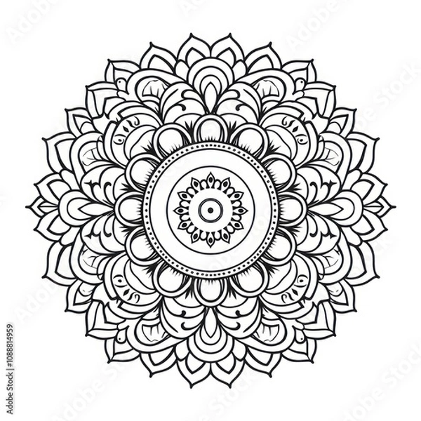 Fototapeta Line art of mandala pattern drawing sketch.