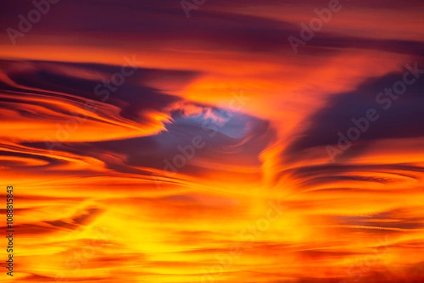 Fototapeta Lenticular clouds at sunset Amazing natural phenomena