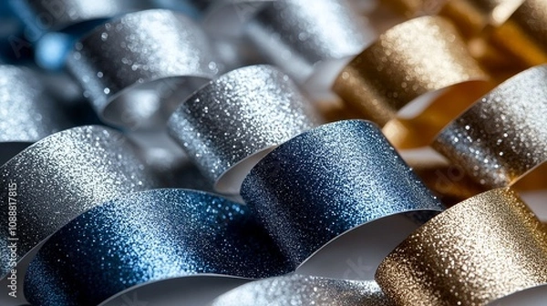Fototapeta Sparkling ribbons in various colors and textures for creative projects