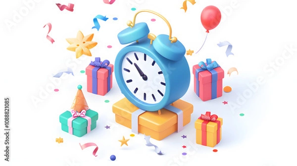 Fototapeta Countdown Timer Icon New year isometric 3D