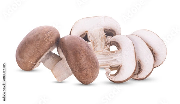 Fototapeta Fresh shiitake mushrooms on white background