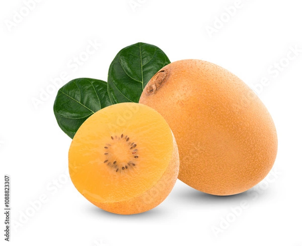 Fototapeta Fresh golden kiwi on white background