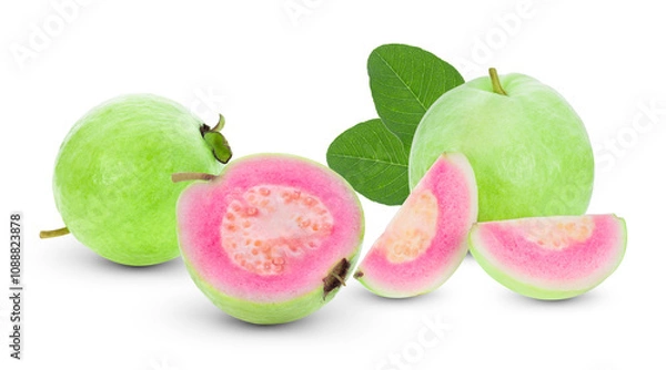 Fototapeta Bright red guava on white background