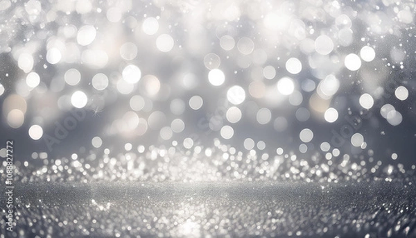 Fototapeta glitter vintage lights background. silver and white. de-focused