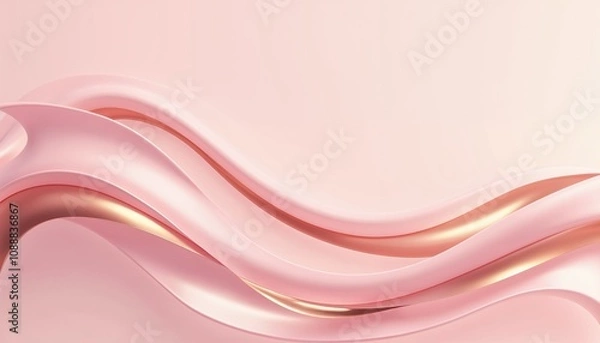 Fototapeta Abstract pink and gold wavy layered background