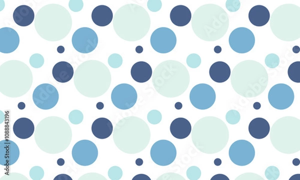 Fototapeta Abstract blue polkadot pattern on white background. Vector illustration template design