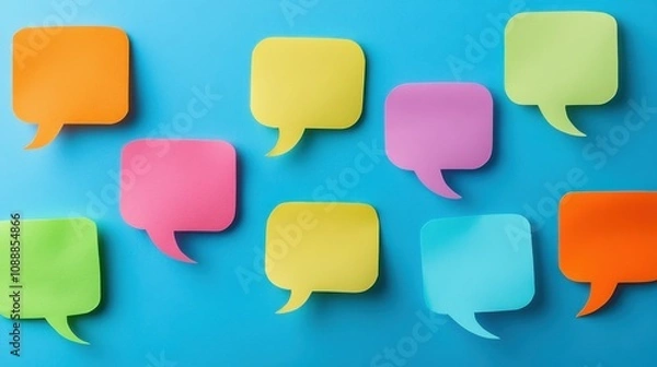 Fototapeta Post-it speech bubbles feedback. Generative AI