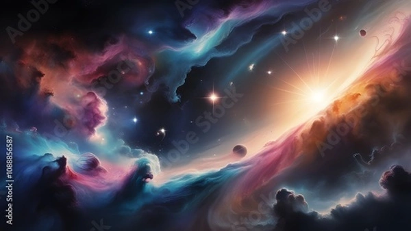 Fototapeta Colorful space galaxy cloud nebula. Stary night cosmos. Universe science astronomy. Supernova background wallpaper
