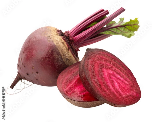 Fototapeta red beet isolated on white background. Transparent PNG