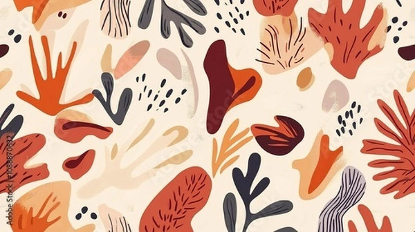 Fototapeta Boho style abstract pattern artwork warm tones graphic design modern home creative vibe aesthetic