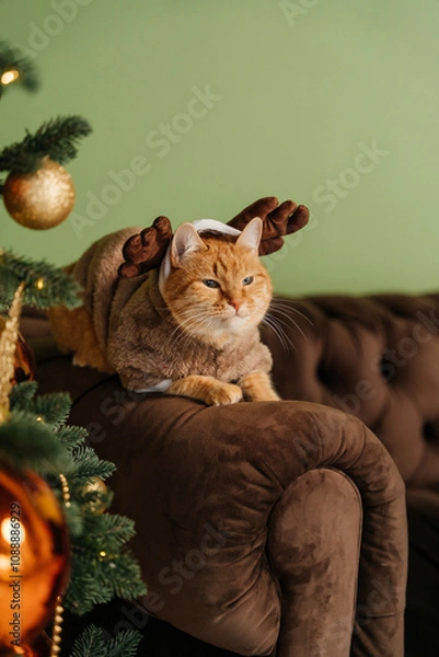 Fototapeta cat on the christmas tree