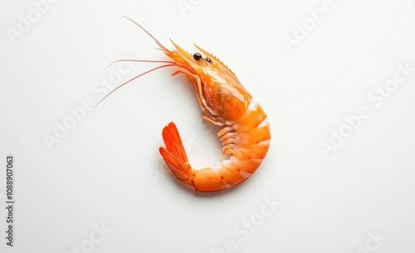 Fototapeta Fresh Orange Shrimp Isolated on White Background, Showcasing Its Bright Color and Delicate Features, Ideal for Culinary, Seafood, and Food Photography Projects