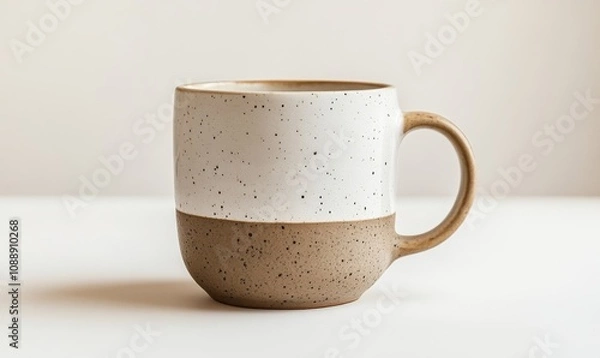Fototapeta A coffee mug, kitchenware element, minimalist style, neutral tones, isolated on white background