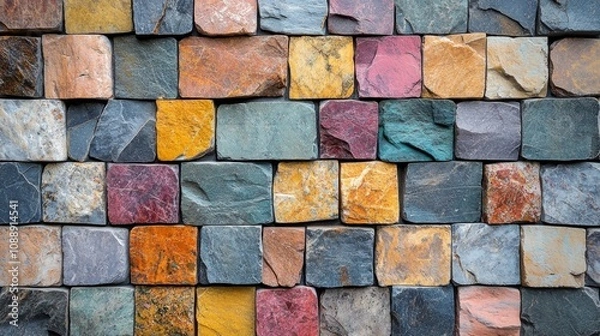 Obraz Colorful stone wall texture background.